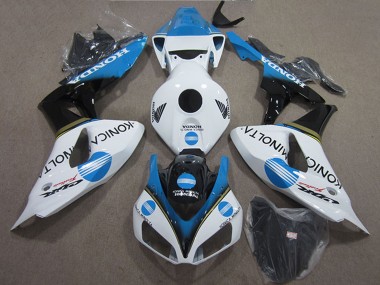 Billige Honda CBR1000RR Motorrad Verkleidung 2006-2007 - Weiss Hellblau Glanzendes Schwarz Konica Minolta