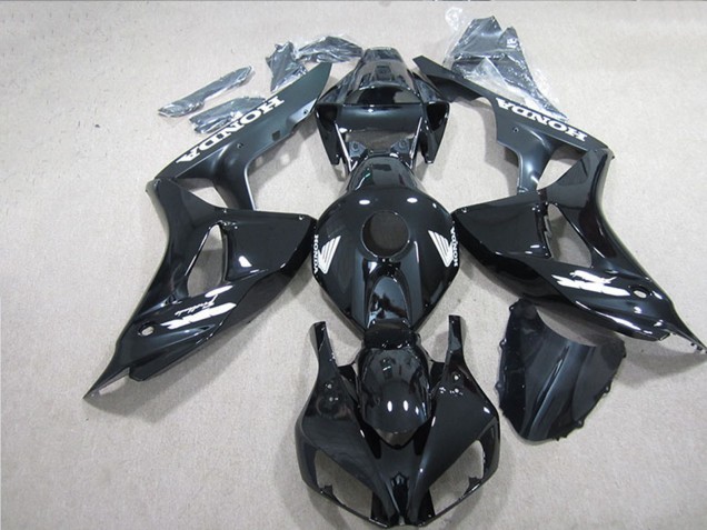 Billige Honda CBR1000RR Motorrad Verkleidung 2006-2007 - Glanzendes Schwarz Weiss Aufkleber