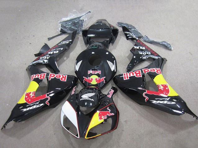 Billige Honda CBR1000RR Motorrad Verkleidung 2006-2007 - Glanzendes Schwarz Gelb Weiss Red Bull