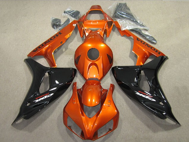 Billige Honda CBR1000RR Motorrad Verkleidung 2006-2007 - Orange Glanzendes Schwarz