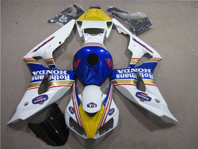 Billige Honda CBR1000RR Motorrad Verkleidung 2006-2007 - Weiss Blau Gelb Gold Rothmans