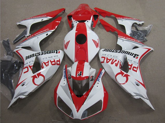 Billige Honda CBR1000RR Motorrad Verkleidung 2006-2007 - Weiss Rot Pramac Bridgestone