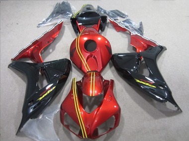 Billige Honda CBR1000RR Motorrad Verkleidung 2006-2007 - Rot Gelb Glanzendes Schwarz