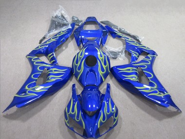 Billige Honda CBR1000RR Motorrad Verkleidung 2006-2007 - Blau Grun Flamme