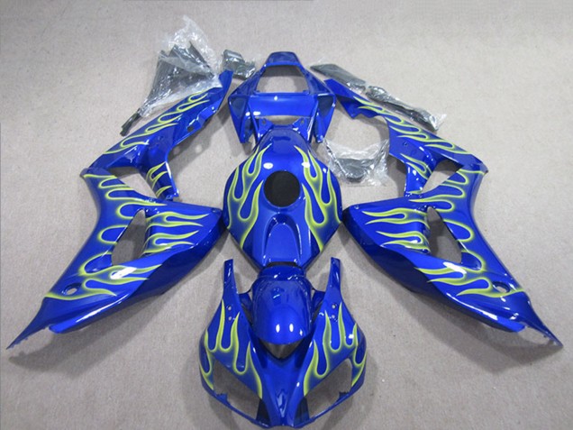 Billige Honda CBR1000RR Motorrad Verkleidung 2006-2007 - Blau Grun Flamme