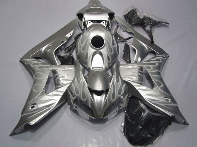 Billige Honda CBR1000RR Motorrad Verkleidung 2006-2007 - Silber Weiss Flamme