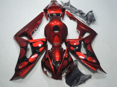 Billige Honda CBR1000RR Motorrad Verkleidung 2006-2007 - Rot Glanzendes Schwarz Flamme