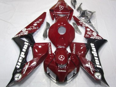 Billige Honda CBR1000RR Motorrad Verkleidung 2006-2007 - Kastanienbraun Rot Glanzendes Schwarz Weiss Jordan