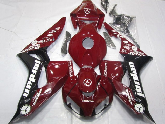 Billige Honda CBR1000RR Motorrad Verkleidung 2006-2007 - Kastanienbraun Rot Glanzendes Schwarz Weiss Jordan