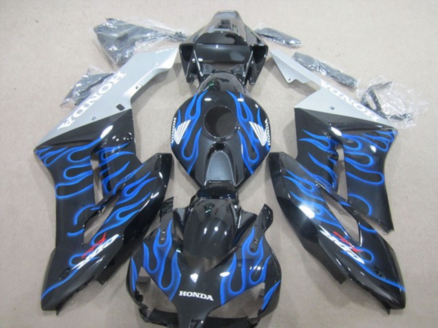 Billige Honda CBR1000RR Motorrad Verkleidung 2004-2005 - Glanzendes Schwarz Blau Flamme
