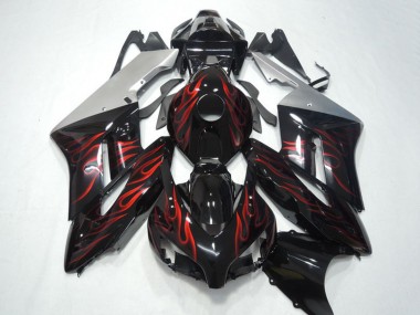 Billige Honda CBR1000RR Motorrad Verkleidung 2004-2005 - Silber Glanzendes Schwarz Rot Flamme
