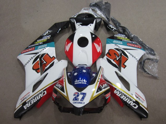 Billige Honda CBR1000RR Motorrad Verkleidung 2004-2005 - Weiss Rot Blau Glanzendes Schwarz 27 Contrainer IT Carrera