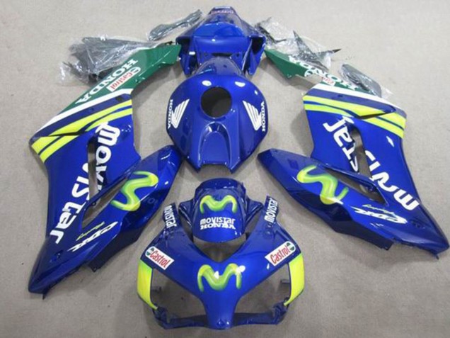 Billige Honda CBR1000RR Motorrad Verkleidung 2004-2005 - Blau Grun Gelb MoviStar Castrol