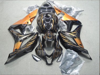 Billige Honda CBR1000RR Motorrad Verkleidung 2004-2005 - Glanzendes Schwarz Gold Flamme