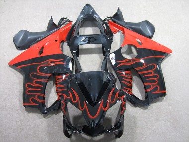 Billige Honda CBR600 F4i Motorrad Verkleidung Kit 2001-2003 - Glanzendes Schwarz Rot Flamme