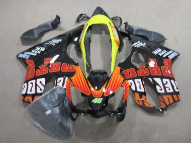 Billige Honda CBR600 F4i Motorrad Verkleidung 2004-2007 - Gelb Orange Glanzendes Schwarz Rossi 46