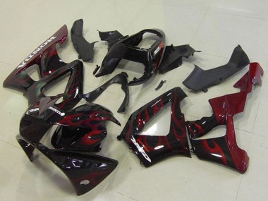 Billige Honda CBR900RR 929 Motorrad Verkleidung 2000-2001 - Glanzendes Schwarz Rot Flamme