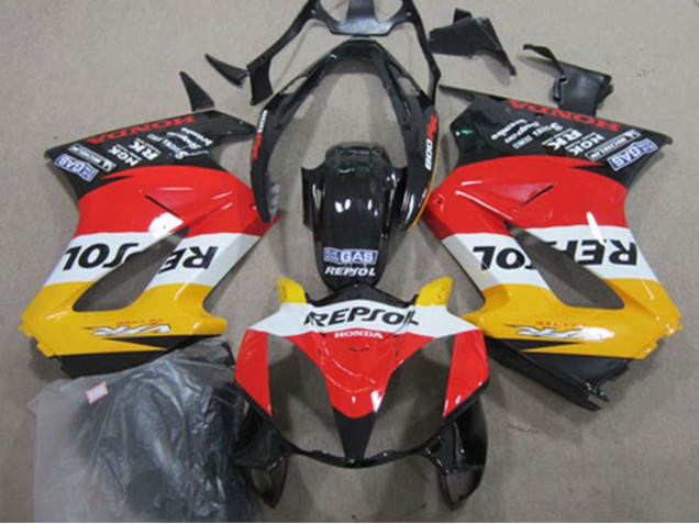 Billige Honda VFR 800 Motorrad Verkleidung 2002-2013 - Gelb Weiss Rot Glanzendes Schwarz Repsol