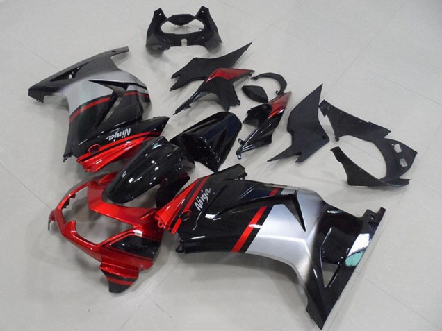 Billige Kawasaki ZX250R Motorrad Verkleidung 2008-2012 - Rot Silber Glanzendes Schwarz
