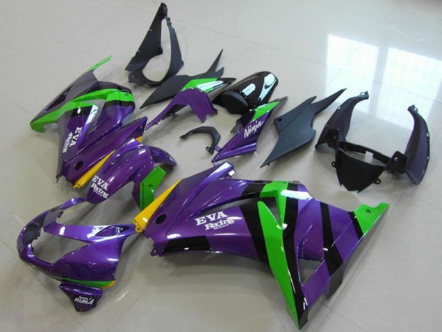Billige Kawasaki ZX250R Motorrad Verkleidung 2008-2012 - Lila Grun Gelb Schwarz EVA Rennen