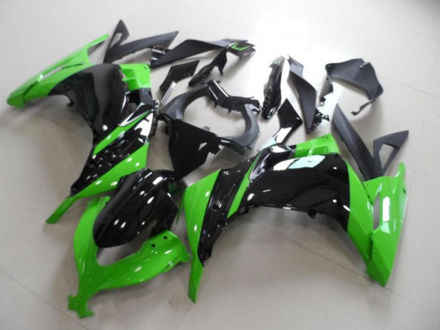 Billige Kawasaki ZX300R Motorrad Verkleidung 2013-2018 - Grun Glanzendes Schwarz