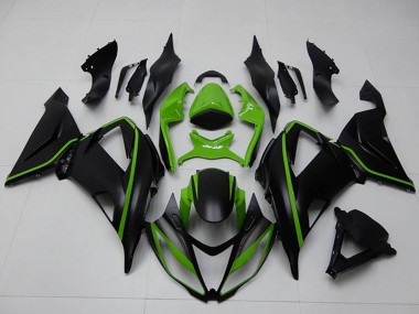 Billige Kawasaki ZX6R Motorrad Verkleidung 2013-2018 - Grun Matt Schwarz