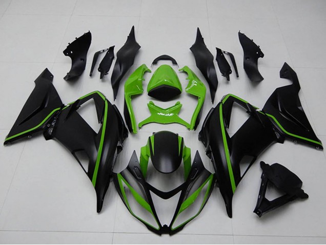 Billige Kawasaki ZX6R Motorrad Verkleidung 2013-2018 - Grun Matt Schwarz