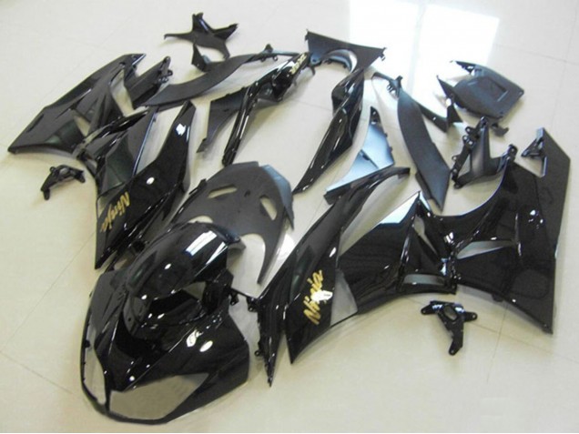 Billige Kawasaki ZX6R Motorrad Verkleidung 2013-2018 - Glanzendes Schwarz Gold Ninja