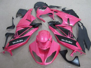 Billige Kawasaki ZX6R Motorrad Verkleidung 2009-2012 - Rosa Schwarz Monster