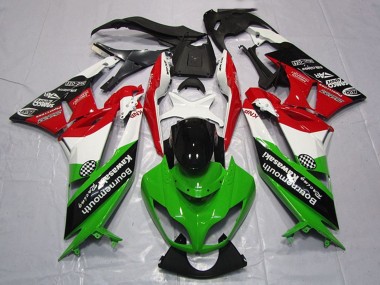 Billige Kawasaki ZX6R Motorrad Verkleidung 2009-2012 - Weiss Rot Grun Glanzendes Schwarz