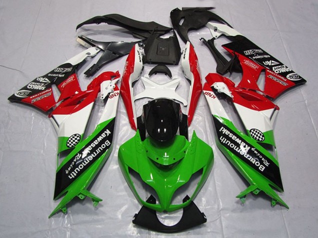 Billige Kawasaki ZX6R Motorrad Verkleidung 2009-2012 - Weiss Rot Grun Glanzendes Schwarz