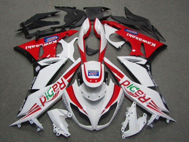 Billige Kawasaki ZX6R Motorrad Verkleidung 2009-2012 - Weiss Rot Schwarz Rapid