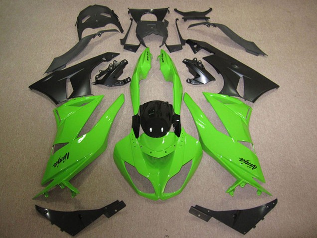 Billige Kawasaki ZX6R Motorrad Verkleidung 2009-2012 - Grun Glanzendes Schwarz Matt Schwarz