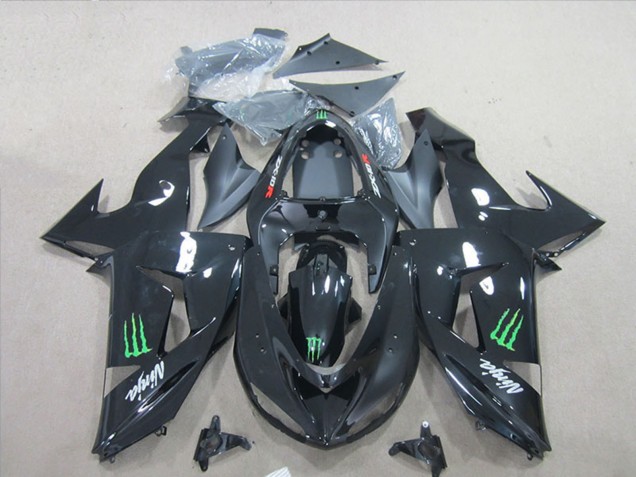 Billige Kawasaki ZX6R Motorrad Verkleidung 2007-2008 - Schwarz Ninja Grun Monster