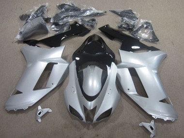 Billige Kawasaki ZX6R Motorrad Verkleidung 2007-2008 - Silber Schwarz
