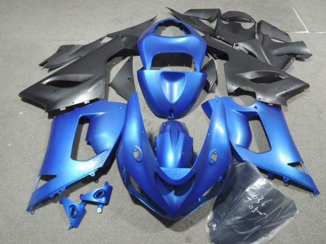 Billige Kawasaki ZX6R Motorrad Verkleidung Kit 2005-2006 - Blau Matt Schwarz