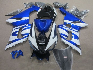 Billige Kawasaki ZX6R Motorrad Verkleidung 2005-2006 - Blau Weiss Schwarz