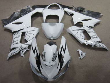 Billige Kawasaki ZX6R Motorrad Verkleidung Kit 2005-2006 - Weiss Schwarz