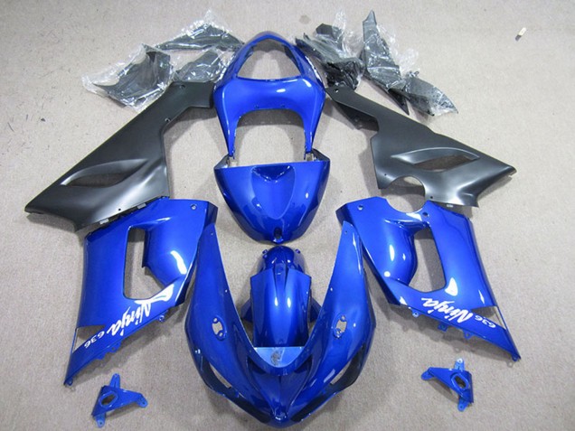 Billige Kawasaki ZX6R Motorrad Verkleidung 2005-2006 - Blau Matt Schwarz