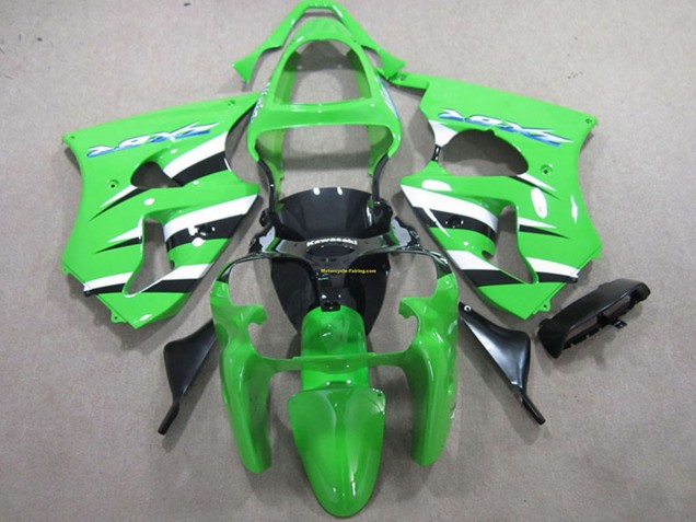 Billige Kawasaki ZX6R Motorrad Verkleidung Kit 2000-2002 - Grun Weiss Schwarz
