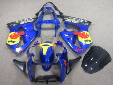 Billige Kawasaki ZX6R Motorrad Verkleidung 2000-2002 - Blau Gelb Red Bull