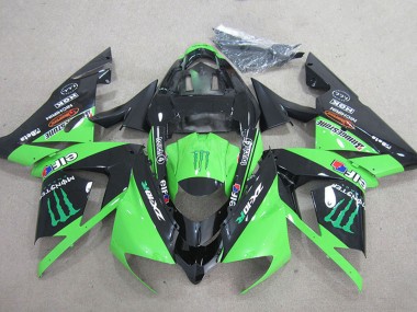 Billige Kawasaki ZX10R Motorrad Verkleidung 2004-2005 - Schwarz Grun Monster