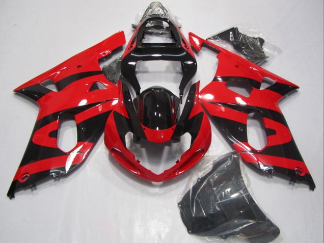 Billige Suzuki GSXR 600 Motorrad Verkleidung 2001-2003 - Rot Glanzendes Schwarz