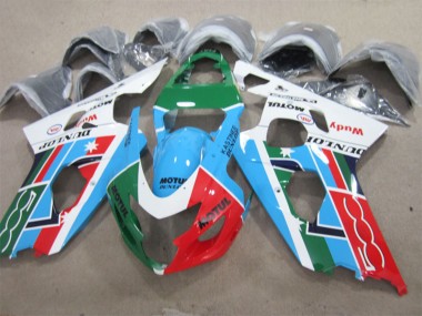 Billige Suzuki GSXR 600 Motorrad Verkleidung 2001-2003 - Weiss Blau Grun Rot Motul