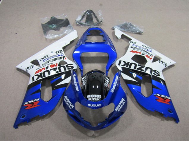Billige Suzuki GSXR 600 Motorrad Verkleidung 2001-2003 - Weiss Blau Schwarz Motul