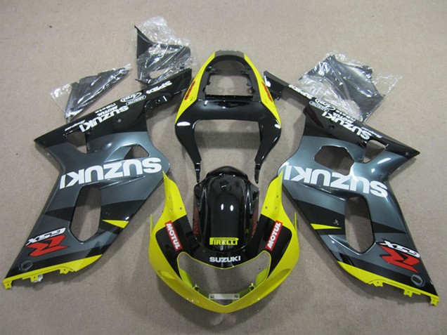 Billige Suzuki GSXR 600 Motorrad Verkleidung 2001-2003 - Schwarz Gelb Motul