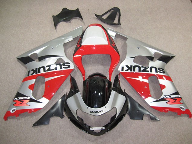 Billige Suzuki GSXR 600 Motorrad Verkleidung 2001-2003 - Silber Rot Glanzendes Schwarz