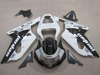 Billige Suzuki GSXR 600 Motorrad Verkleidung 2001-2003 - Weiss Glanzendes Schwarz Jordan