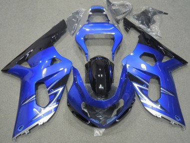 Billige Suzuki GSXR 600 Motorrad Verkleidung 2001-2003 - Blau Weiss Glanzendes Schwarz