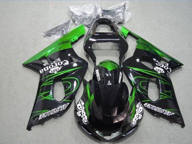 Billige Suzuki GSXR 600 Motorrad Verkleidung 2001-2003 - Glanzendes Schwarz Grun Corona Extra Alstare